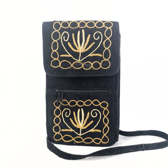 Handmade convertible soft suede embroidered bag - Picture 2 of 5